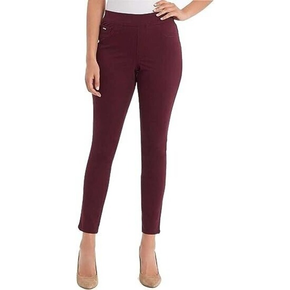 Nine West Pants - Nine West Women's Heidi Pull On Skinny Twill Pants Size 4 Tawny Port Wine